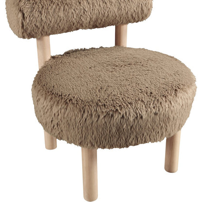 Ambre Tan Vegan Shearling Fabric Upholstered Accent Chair