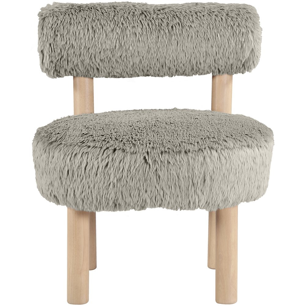 Ambre Taupe Vegan Shearling Fabric Upholstered Accent Chair