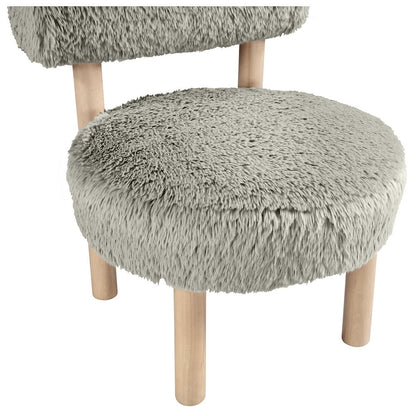 Ambre Taupe Vegan Shearling Fabric Upholstered Accent Chair