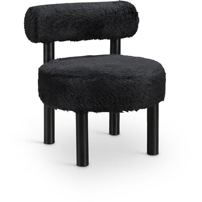 Ambre Black Vegan Shearling Fabric Upholstered Accent Chair