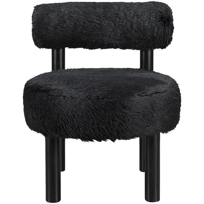 Ambre Black Vegan Shearling Fabric Upholstered Accent Chair