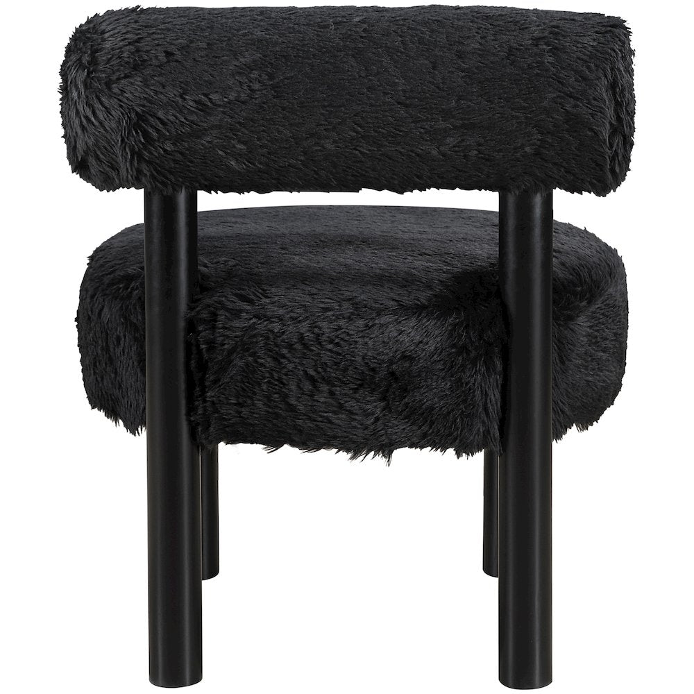 Ambre Black Vegan Shearling Fabric Upholstered Accent Chair
