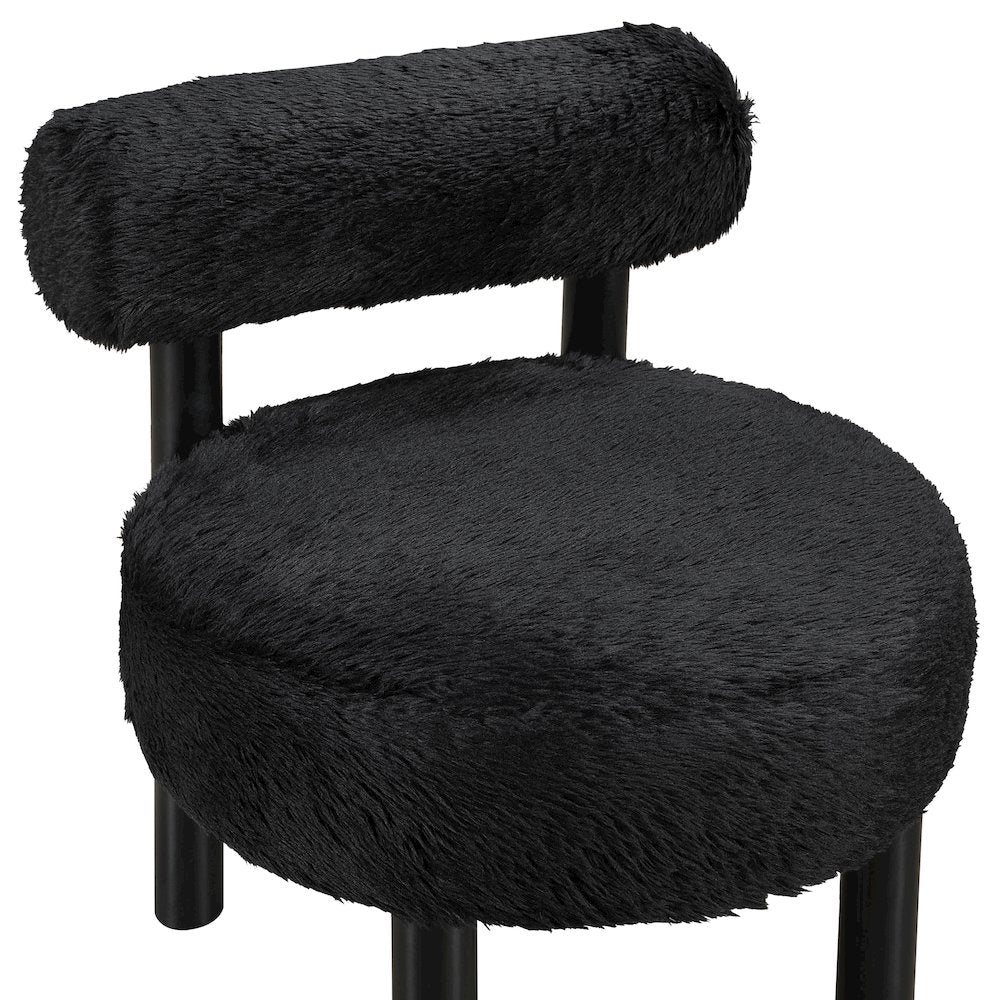 Ambre Black Vegan Shearling Fabric Upholstered Accent Chair