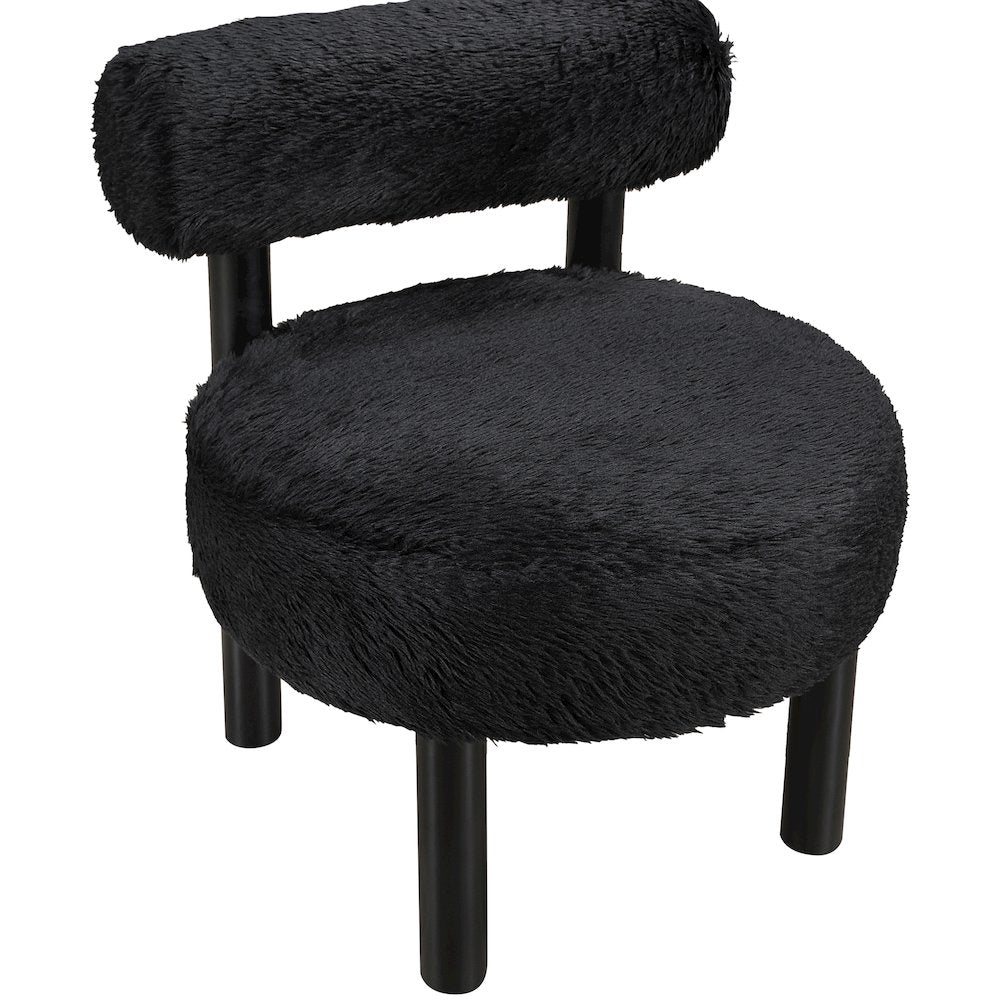 Ambre Black Vegan Shearling Fabric Upholstered Accent Chair