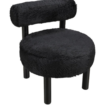Ambre Black Vegan Shearling Fabric Upholstered Accent Chair