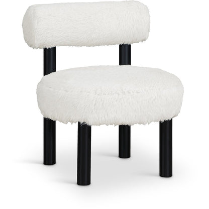 Ambre Cream Vegan Shearling Fabric Upholstered Accent Chair