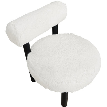 Ambre Cream Vegan Shearling Fabric Upholstered Accent Chair