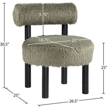 Ambre Green Vegan Shearling Fabric Upholstered Accent Chair