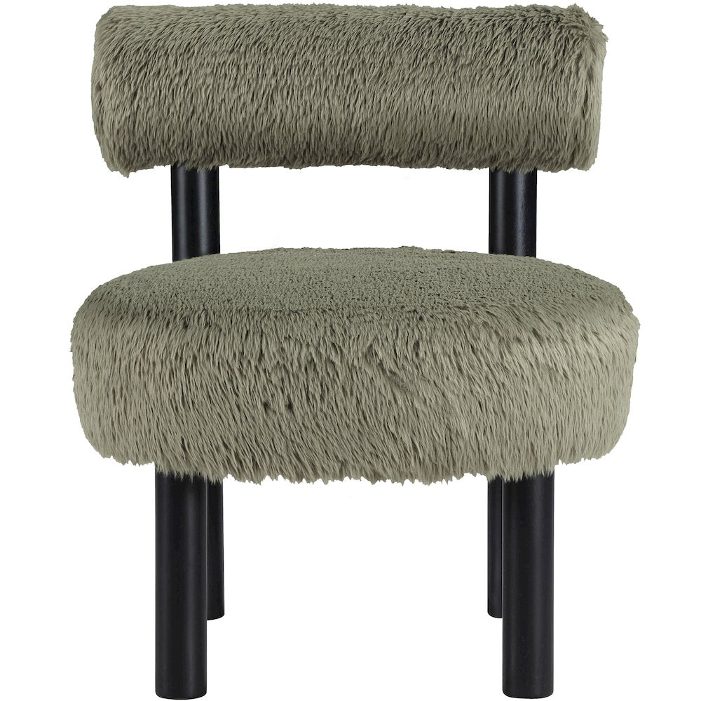 Ambre Green Vegan Shearling Fabric Upholstered Accent Chair