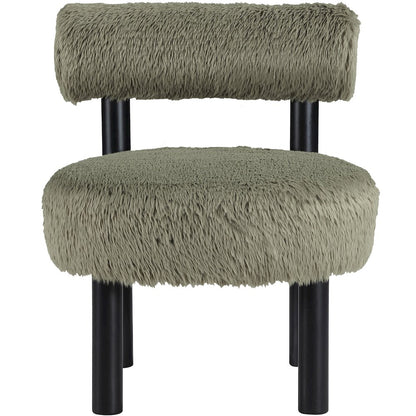 Ambre Green Vegan Shearling Fabric Upholstered Accent Chair