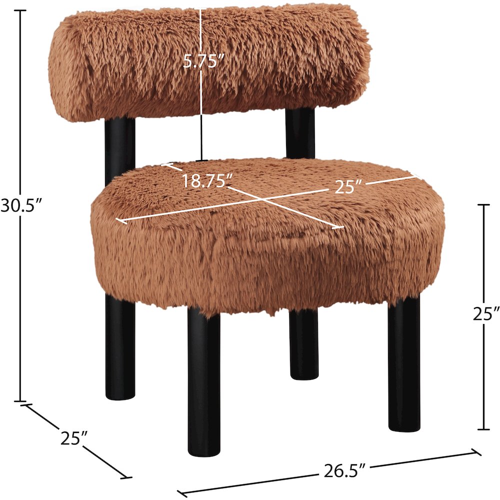 Ambre Saddle Vegan Shearling Fabric Upholstered Accent Chair