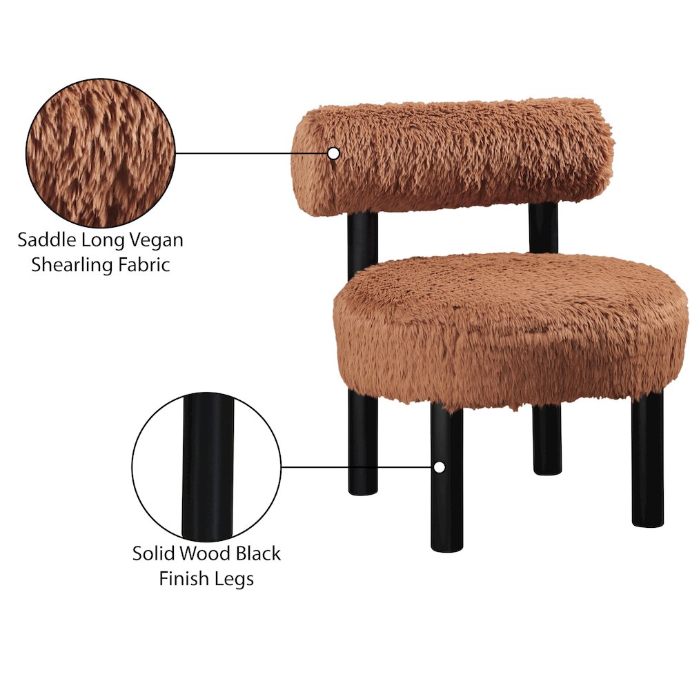Ambre Saddle Vegan Shearling Fabric Upholstered Accent Chair