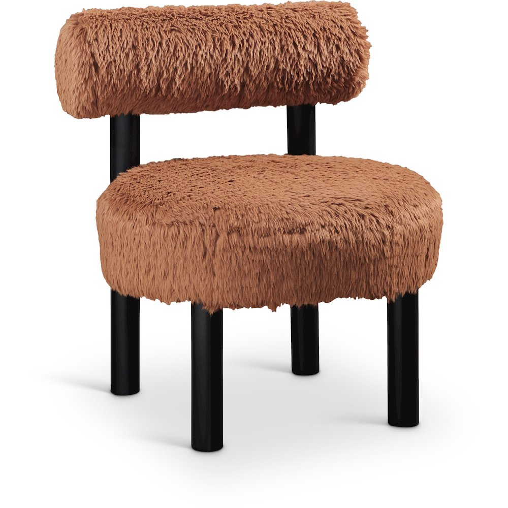 Ambre Saddle Vegan Shearling Fabric Upholstered Accent Chair