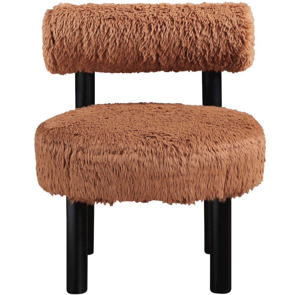 Ambre Saddle Vegan Shearling Fabric Upholstered Accent Chair
