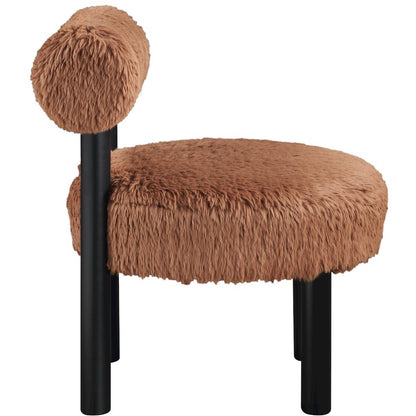 Ambre Saddle Vegan Shearling Fabric Upholstered Accent Chair