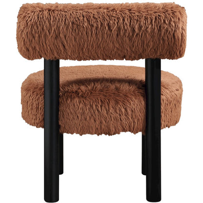Ambre Saddle Vegan Shearling Fabric Upholstered Accent Chair