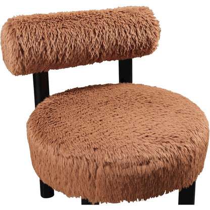 Ambre Saddle Vegan Shearling Fabric Upholstered Accent Chair