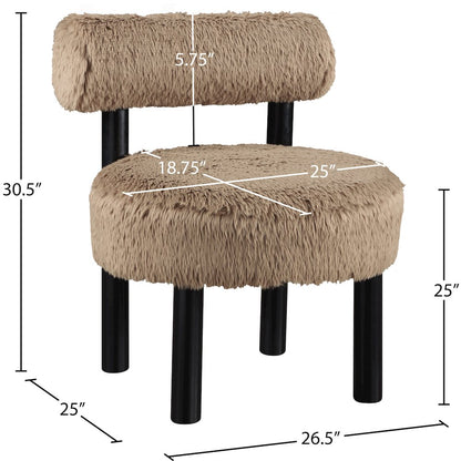 Ambre Tan Vegan Shearling Fabric Upholstered Accent Chair