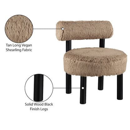 Ambre Tan Vegan Shearling Fabric Upholstered Accent Chair