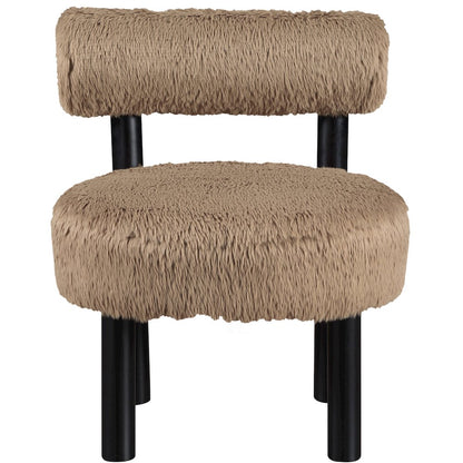 Ambre Tan Vegan Shearling Fabric Upholstered Accent Chair