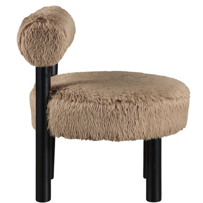 Ambre Tan Vegan Shearling Fabric Upholstered Accent Chair