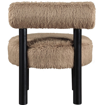 Ambre Tan Vegan Shearling Fabric Upholstered Accent Chair