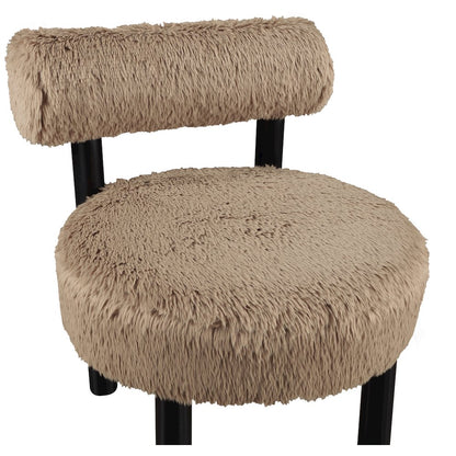 Ambre Tan Vegan Shearling Fabric Upholstered Accent Chair