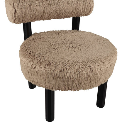 Ambre Tan Vegan Shearling Fabric Upholstered Accent Chair