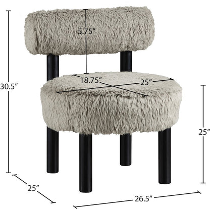 Ambre Taupe Vegan Shearling Fabric Upholstered Accent Chair
