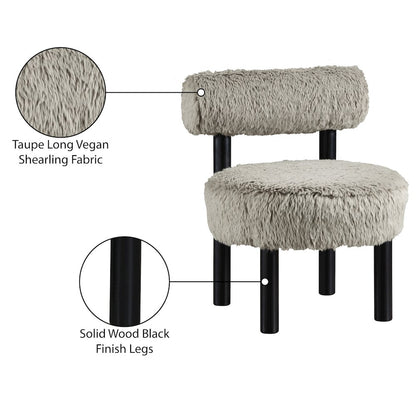 Ambre Taupe Vegan Shearling Fabric Upholstered Accent Chair