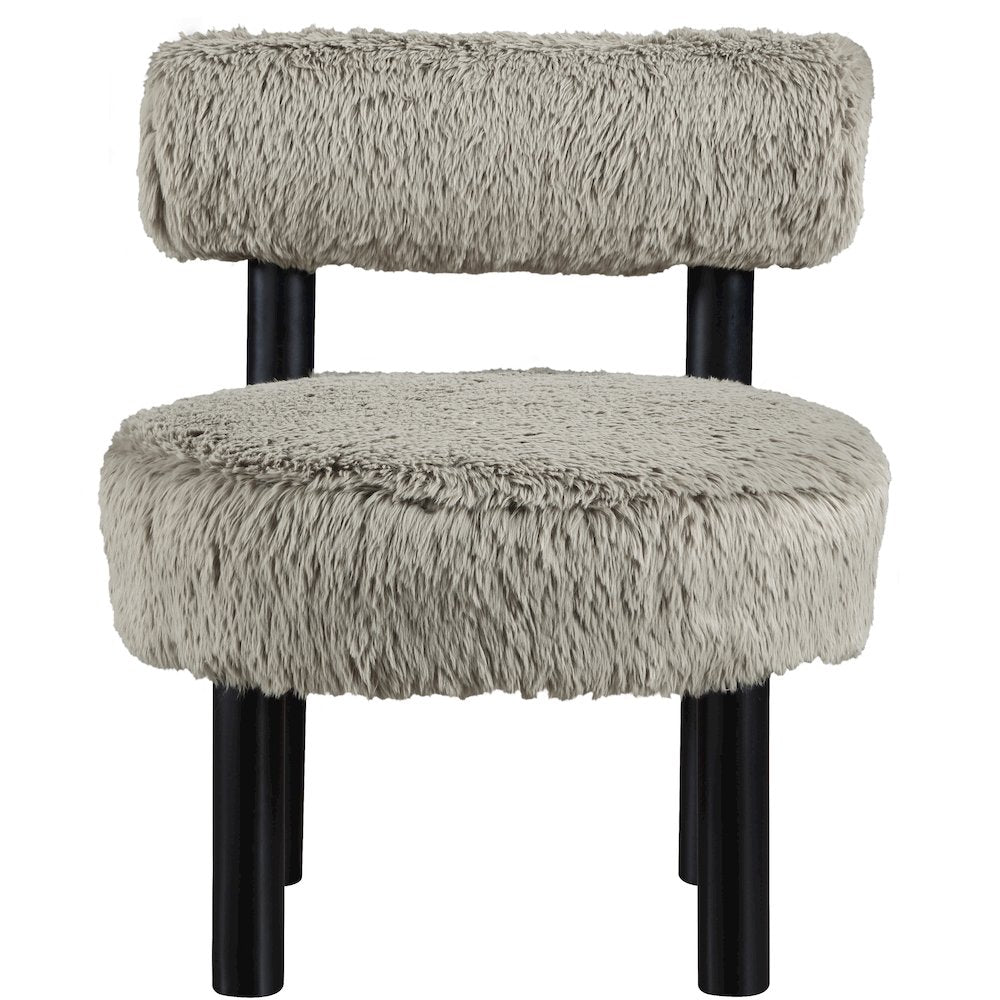 Ambre Taupe Vegan Shearling Fabric Upholstered Accent Chair