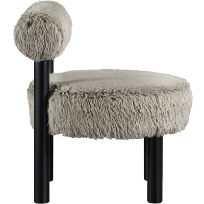 Ambre Taupe Vegan Shearling Fabric Upholstered Accent Chair