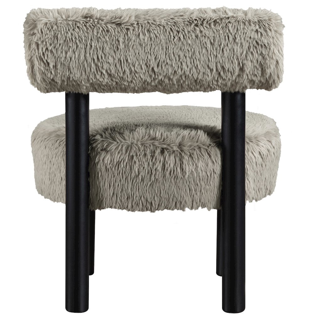 Ambre Taupe Vegan Shearling Fabric Upholstered Accent Chair
