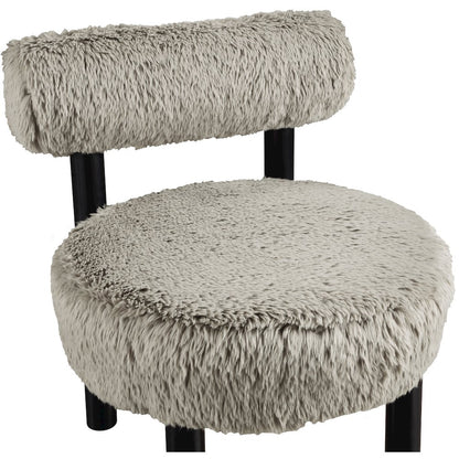 Ambre Taupe Vegan Shearling Fabric Upholstered Accent Chair