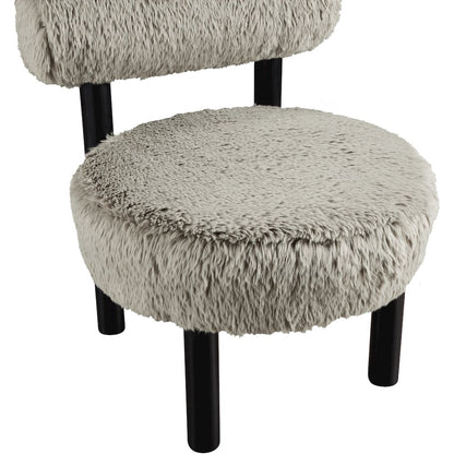 Ambre Taupe Vegan Shearling Fabric Upholstered Accent Chair