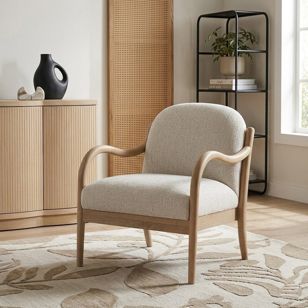 Helmsley Cream Performance Fabric Upholstered Accent Chair