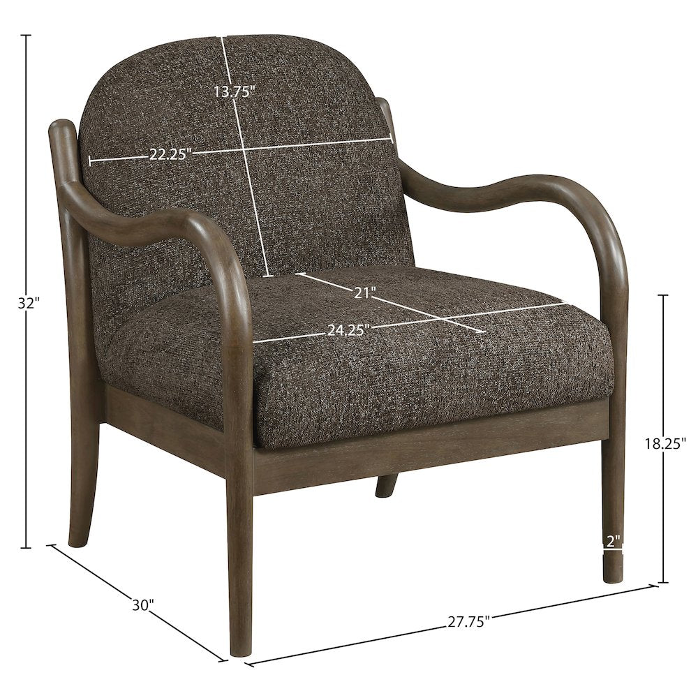 Helmsley Brown Performance Fabric Upholstered Accent Chair