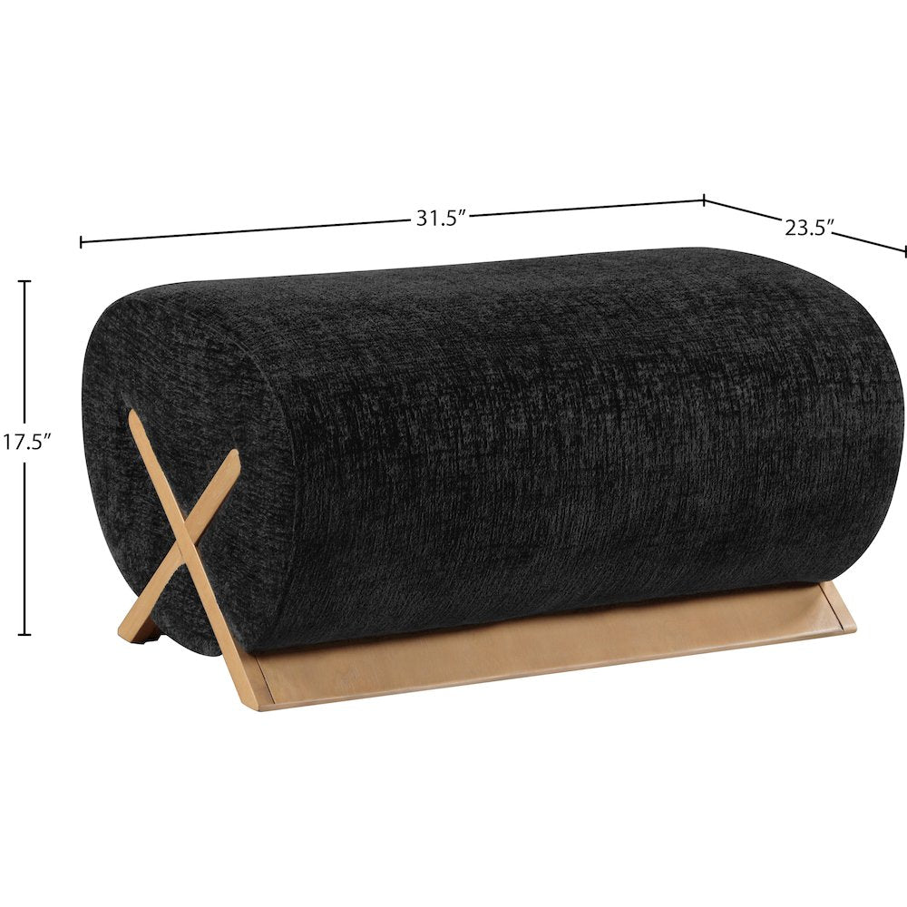 Akira Black Fabric Upholstered Ottoman