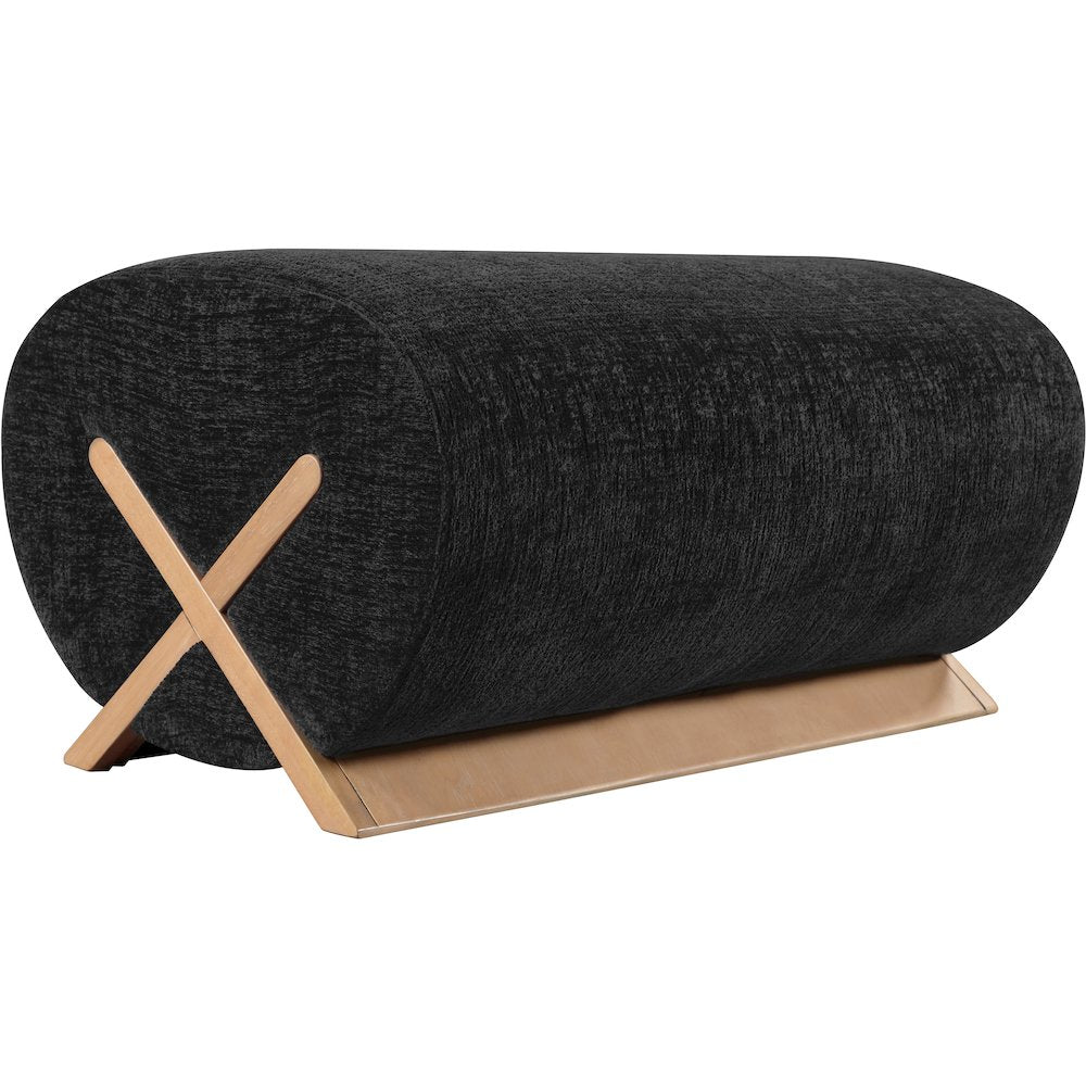 Akira Black Fabric Upholstered Ottoman
