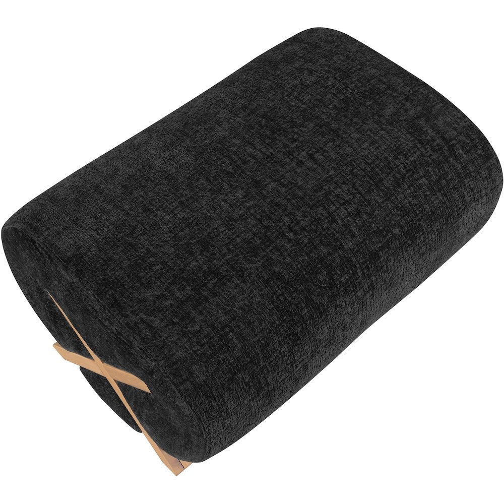 Akira Black Fabric Upholstered Ottoman