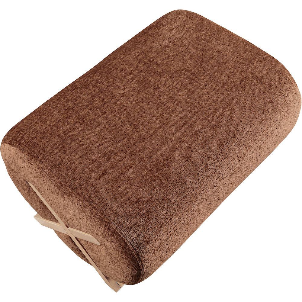 Akira Cognac Fabric Upholstered Ottoman