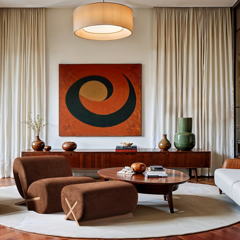 Akira Cognac Fabric Upholstered Ottoman