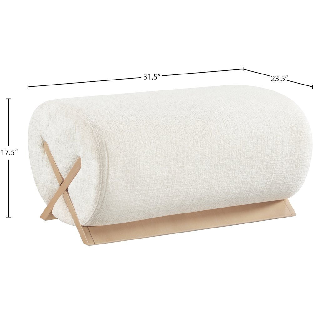 Akira Cream Fabric Upholstered Ottoman