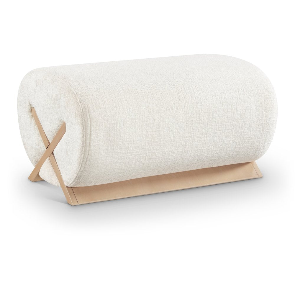 Akira Cream Fabric Upholstered Ottoman