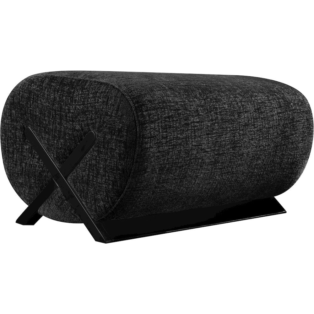 Akira Black Fabric Upholstered Ottoman