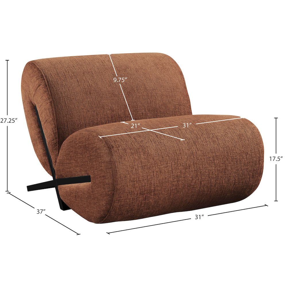 Akira Cognac Fabric Upholstered Accent Chair