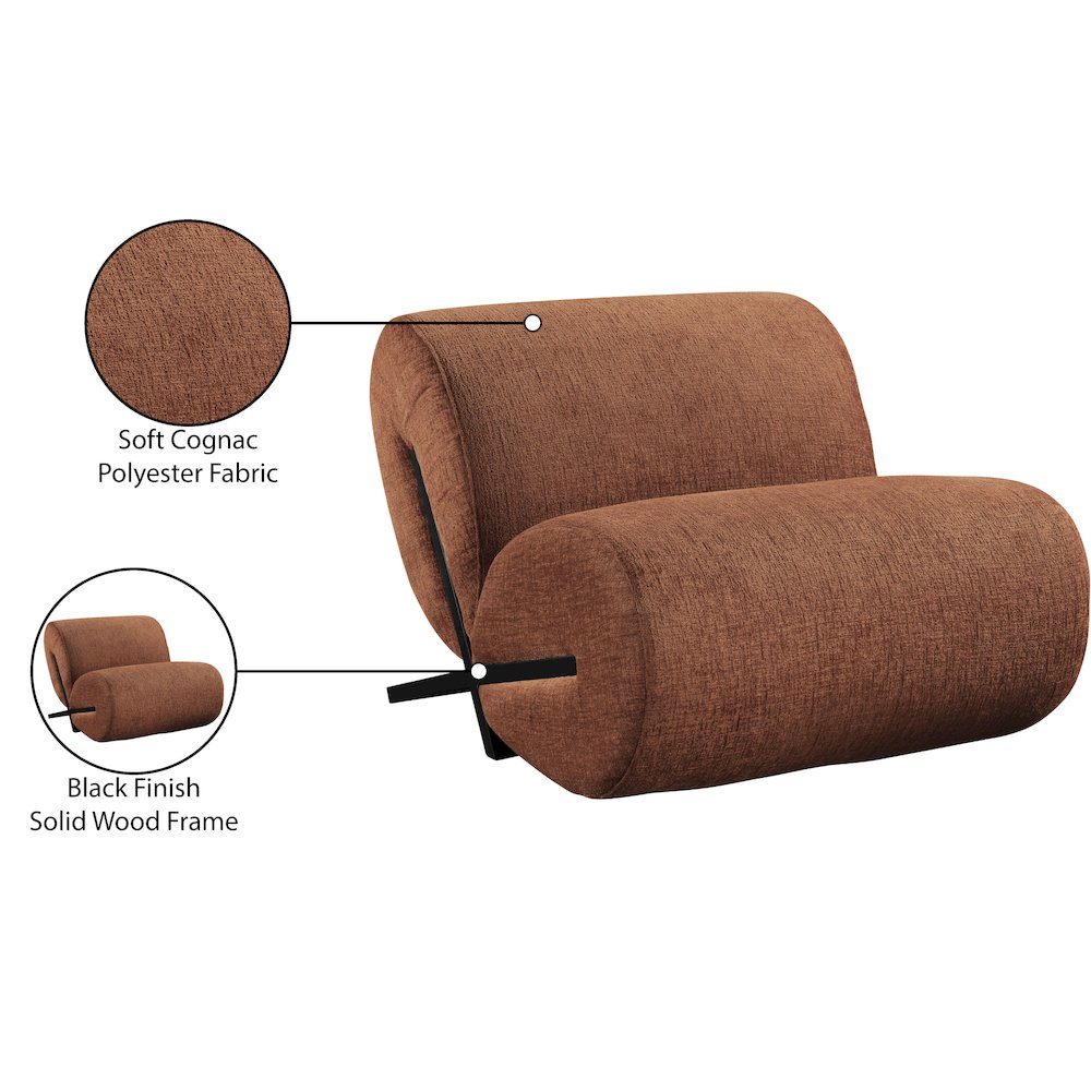 Akira Cognac Fabric Upholstered Accent Chair
