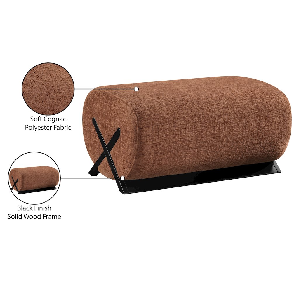 Akira Cognac Fabric Upholstered Ottoman