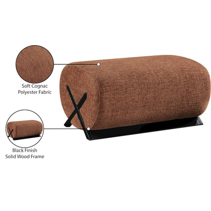 Akira Cognac Fabric Upholstered Ottoman