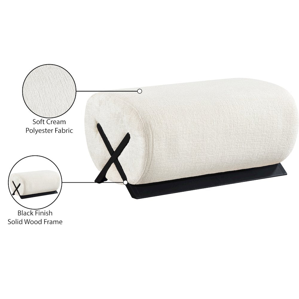 Akira Cream Fabric Upholstered Ottoman
